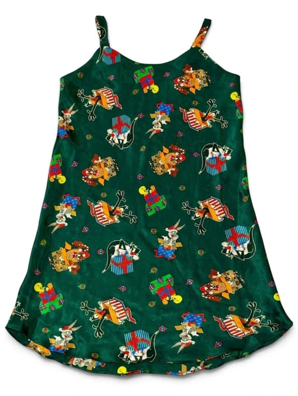 Vintage 1997 Looney Tunes Christmas Satin Nightgown Chemise S